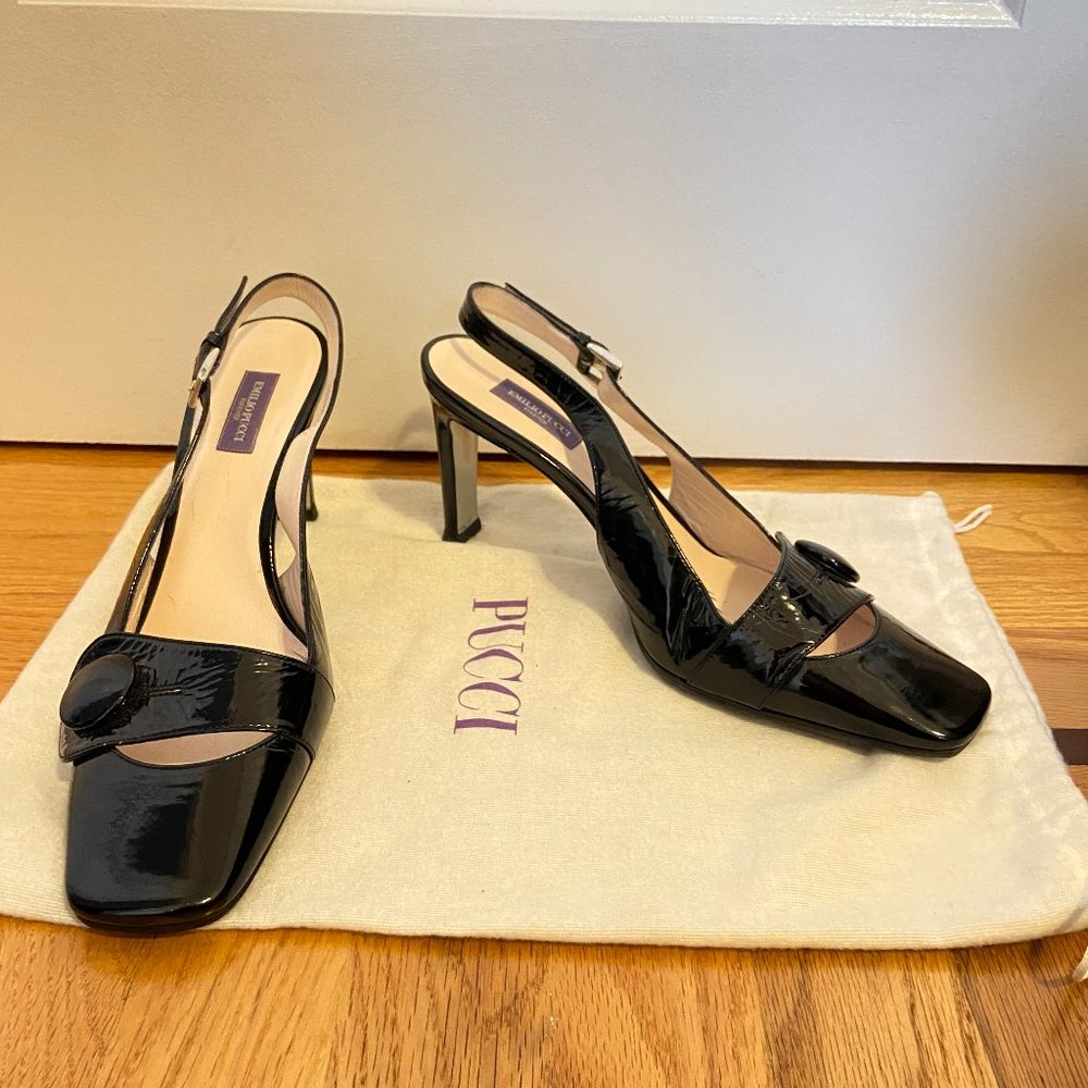 Emilio Pucci Patent Leather Black Mary Jane Shoes